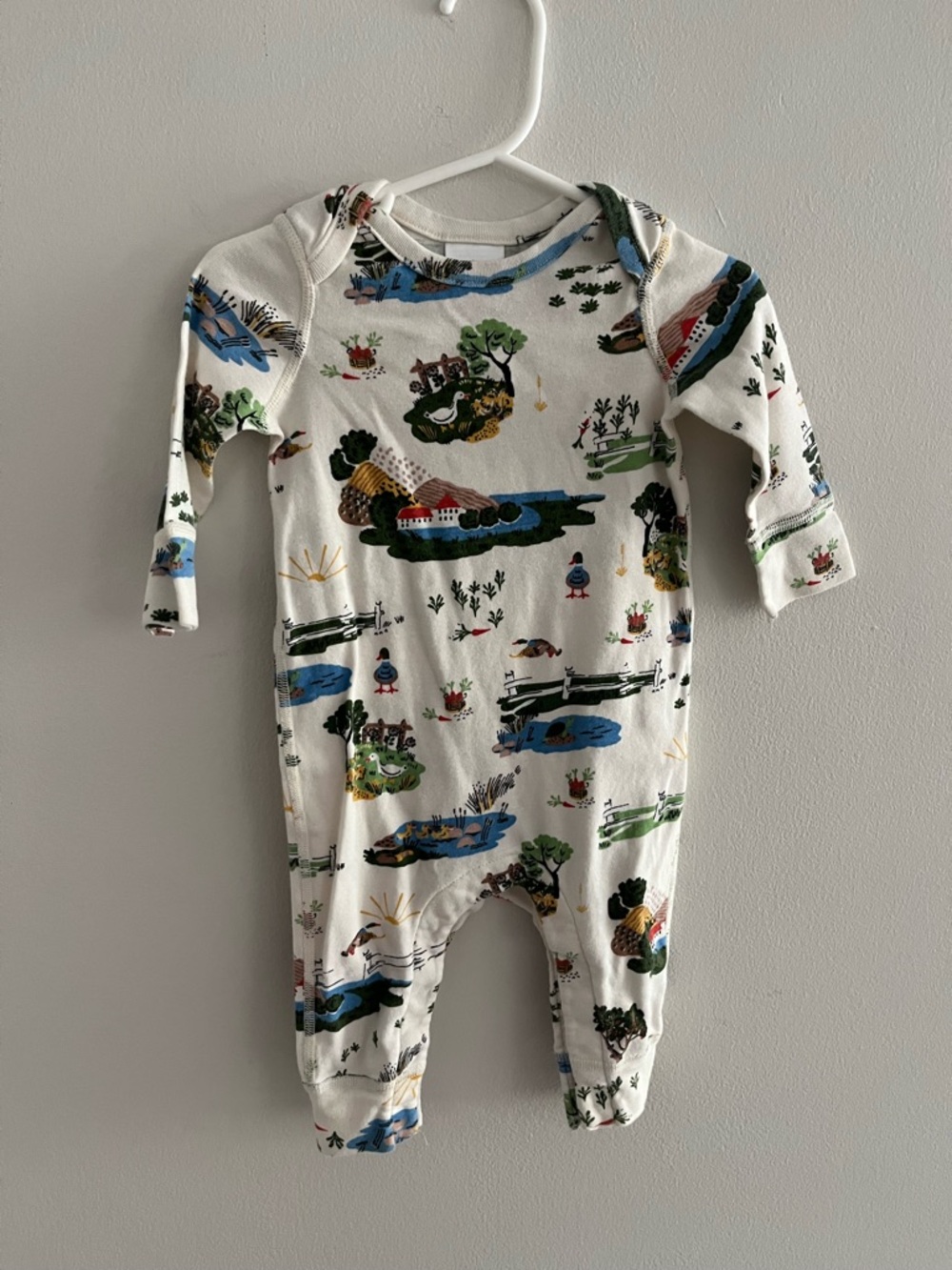 Hanna Andersson Onesie Romper Bodysuit w/ Nature Animal Print Unisex 6-12 Months